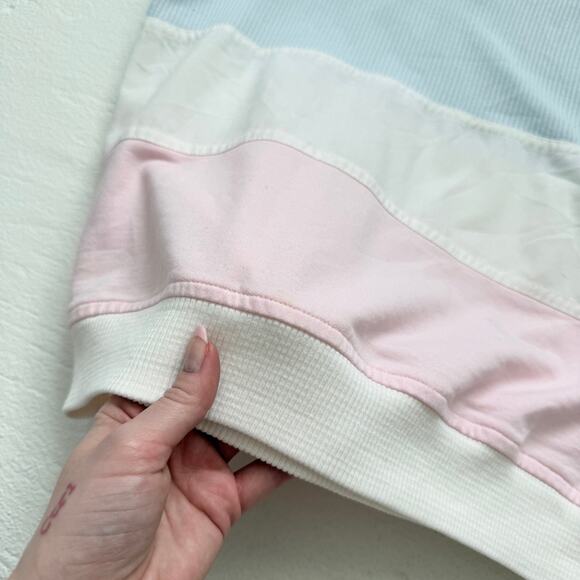 Vintage 80s Greenline Striped Collared Crewneck Patchwork Shirt, Size Large - Picture 5 of 9